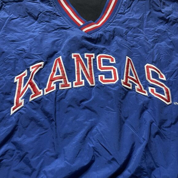 VTG NCAA Kansas Jayhawks Reversible Jacket Mens XL Starter Pullover 90s Vintage - Picture 2 of 16
